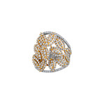 Estate 18k Two-Tone Gold Diamond Leaf Ring // Ring Size: 6.5