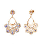 Estate 18k Rose Gold Diamond + Tanzanite Earrings