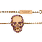 Estate 18k Rose Gold Sapphire Skull Bracelet