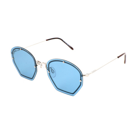 Women's TO0134 16V Sunglasses // Shiny Palladium + Blue