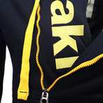 Zip-Up Sweatshirt // Navy + Yellow (Small)