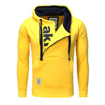 Zip-Up Sweatshirt // Yellow + Navy (Small)