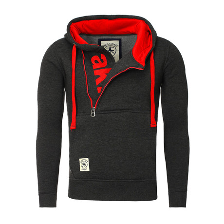 Zip-Up Sweatshirt // Anthracite + Red (Small)