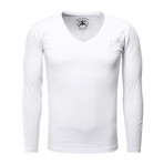 Long Sleeve Basic V-Neck // White (Small)