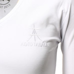 Long Sleeve Basic V-Neck // White (Small)