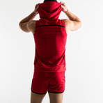 Pinhole Sleeveless Hoodie // Red (XL)
