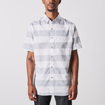 Natural Blue // Gray Horizontal Short Sleeve Shirt // Gray (S)