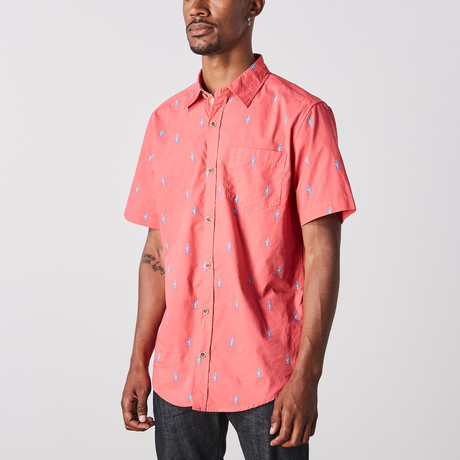 Visitor // Cactus Short Sleeve Shirt // Coral (S)