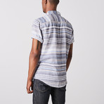 Natural Blue // Blue Horizontal Short Sleeve Shirt // Navy (M)
