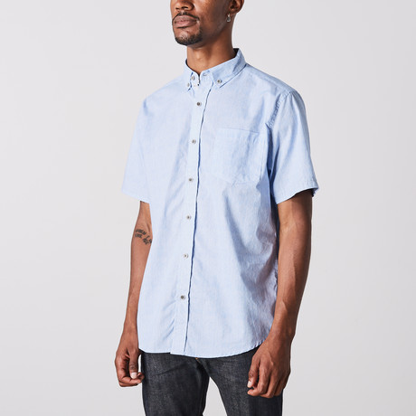 Visitor // Stripe Short Sleeve Shirt // Blue (S)
