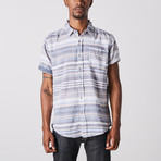 Natural Blue // Blue Horizontal Short Sleeve Shirt // Navy (M)