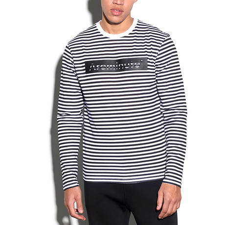 Striped Arc Long Sleeve T-Shirt // Black + White (S)