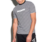 Striped Arc T-Shirt // Black + White (L)