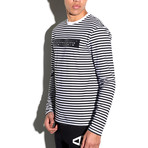 Striped Arc Long Sleeve T-Shirt // Black + White (XL)