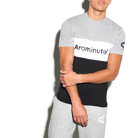 Striped Vining T-Shirt // Gray Marl + Black + White (S)