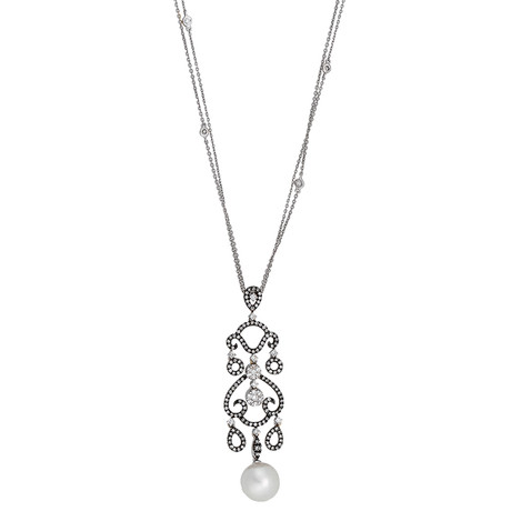 Giantti 18k White Gold Diamond + Pearl Necklace