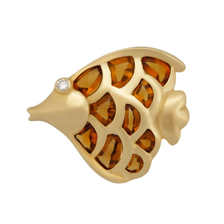 Hans D. Krieger 18k Yellow Gold Citrine Pin