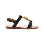 Gladiator Sandals + Gold Scarab // Black (Euro: 34.5)