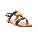 Gladiator Sandals + Gold Scarab // Black (Euro: 34.5)