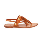 Fringe + Rockstud Buckle Sandals // Brown (Euro: 36)