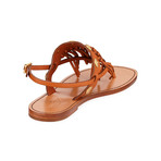 Fringe + Rockstud Buckle Sandals // Brown (Euro: 36)