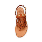 Fringe + Rockstud Buckle Sandals // Brown (Euro: 36)