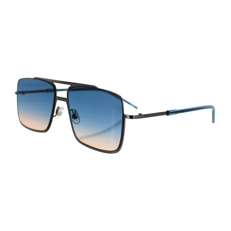 Marc Jacobs // Men's Pilot Sunglasses // Dark Ruthenium + Blue + Orange