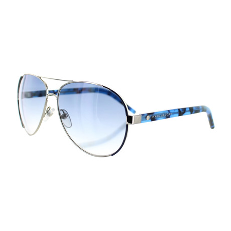 Marc Jacobs // Women's Aviator Sunglasses // Palladium + Blue Havana Gray