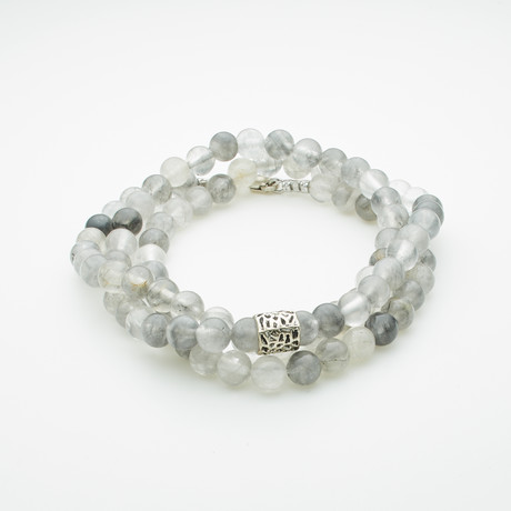Healing Stone 2-In-1 Necklace + Wrap Bracelet // Cloud Quartz (S)