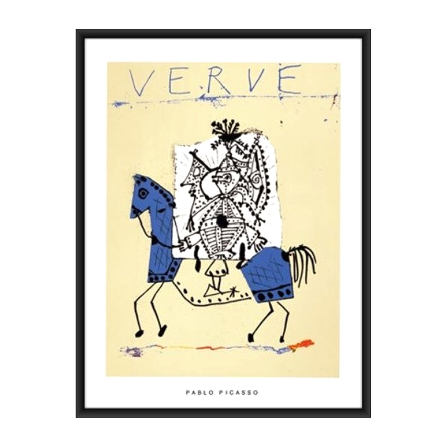 Framed Picasso Silkscreen // Cover For Verve 1951 // Knight
