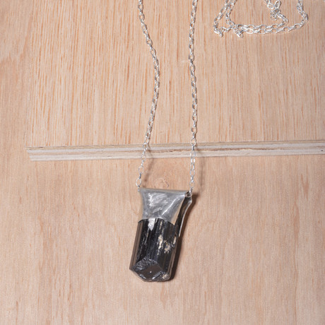 Silver + Black Tourmaline Necklace