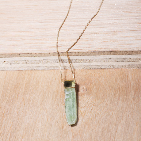 18K Gold Green Kyanite Necklace