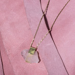 14K Gold Rose Quartz Necklace