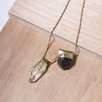 Organic Black Tourmaline + Clear Quartz Necklace