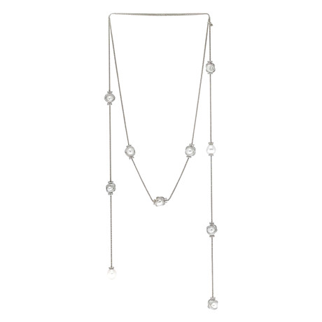 Fred of Paris Baie Des Anges Platinum Diamond + Freshwater Pearl Necklace