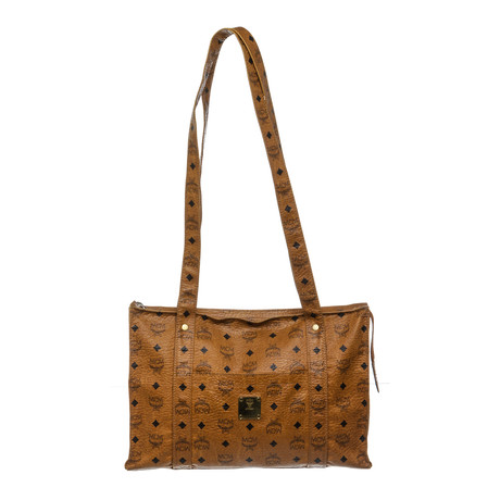 MCM // Cognac Visetos Coated Canvas Leather Large Tote // Pre-Owned