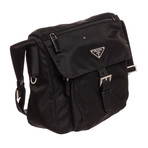 Prada // Black Nylon Leather Crossbody Flap Bag // Pre-Owned