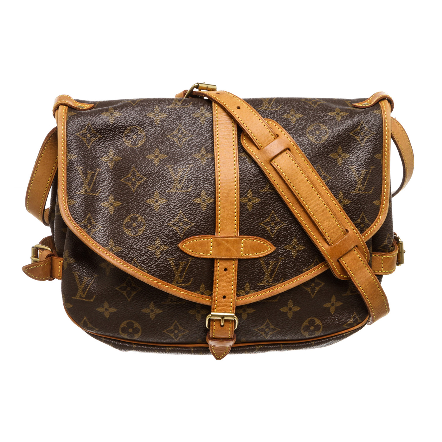 Louis Vuitton, A Louis Vuitton initial monogrammed vanity case with brass  metal mounts and brown leather trims
