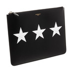 Givenchy // Black + White Leather Three Star Clutch // Pre-Owned