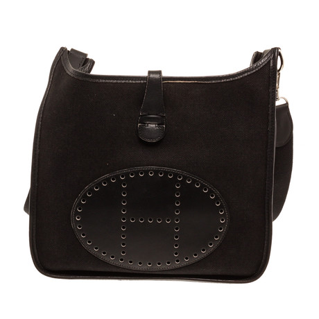 Hermes // Black Canvas Leather Evelyne I PM Bag // Pre-Owned