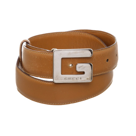 Gucci // Brown Leather G Logo Belt // Pre-Owned