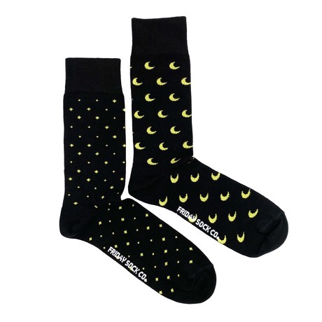 Moon + Stars Socks // Black + Yellow