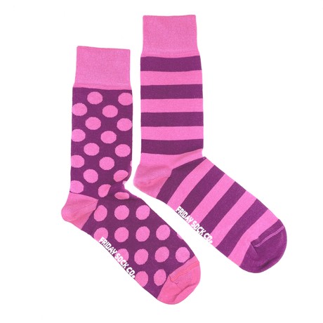 Pink Stripes + Dots Socks // Light Pink + Dark Pink