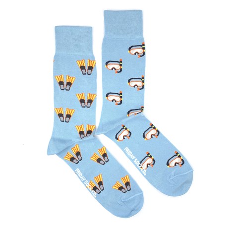 Scuba Socks // Light Blue + Navy + Orange + Yellow