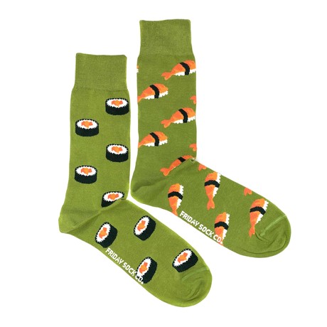 Sushi Socks // Dark Olive Green + Orange + White + Black