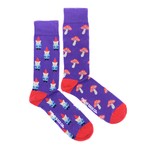 Gnomes + Mushroom Socks // Purple + Red + Grey + Light Blue