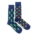 Radish Socks // Navy Blue + Light Green + Dark Green + Red