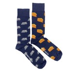 Mouse + Cheese Socks // Dark Navy + Orange + Grey