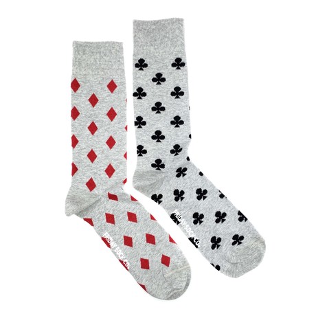 Diamond + Club Socks // Grey + Black + Red