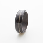 Carbon Fiber Glossy Legacy Ring + Diamond Inlay // Black + Silver (5.5)